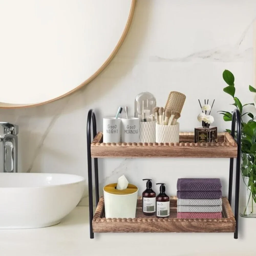 New 2-Tier Bathroom Countertop Organizer, Vanity Storage Shelf for Skincare